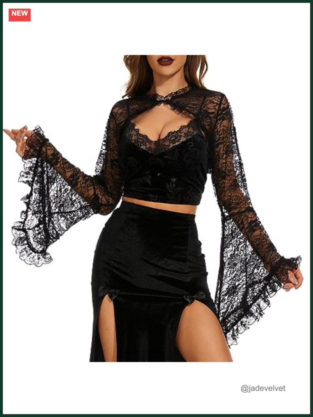 Mesh Crop Top Sheer Long Sleeve Arm Cover Up Gothic Lace Shrug